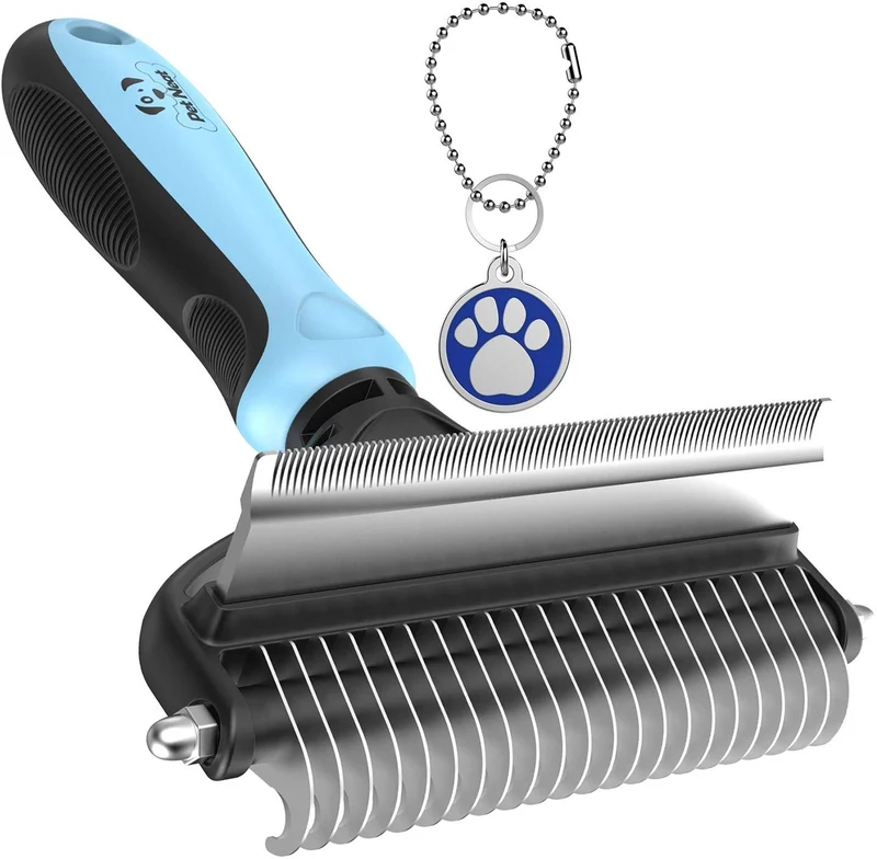 Cepillo de perro y cepillo para gatos, herramienta de aseo de mascotas de 2 caras para deshededededing, esterillas y enredos – no más desagradable pelo y pelo volador
