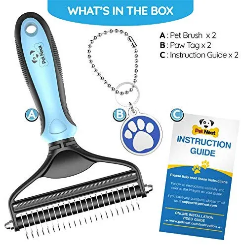Cepillo de perro y cepillo para gatos, herramienta de aseo de mascotas de 2 caras para deshededededing, esterillas y enredos – no más desagradable pelo y pelo volador