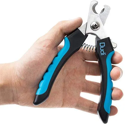 Dudi Dog Nail Clippers and Trimmer - with Quick Safety Guard to Avoid Over-Cutting Toenail - Grooming Razor Sharp Blades for Small Medium Large Breeds (Blue)