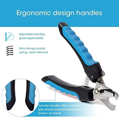 Dudi Dog Nail Clippers and Trimmer - with Quick Safety Guard to Avoid Over-Cutting Toenail - Grooming Razor Sharp Blades for Small Medium Large Breeds (Blue)