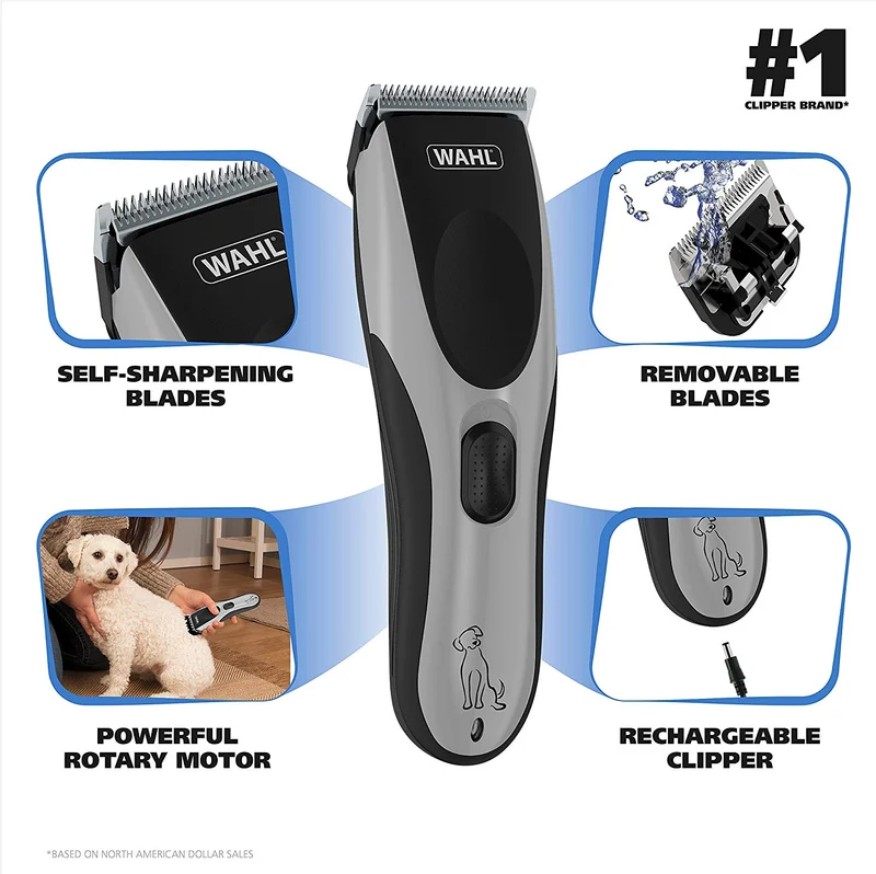 Wahl Easy Pro Pet Kit de aseo recargable para perro, silencioso, bajo ruido, resistente, eléctrico, cortador de perros para perros y gatos con abrigos gruesos y pesados modelo 9549