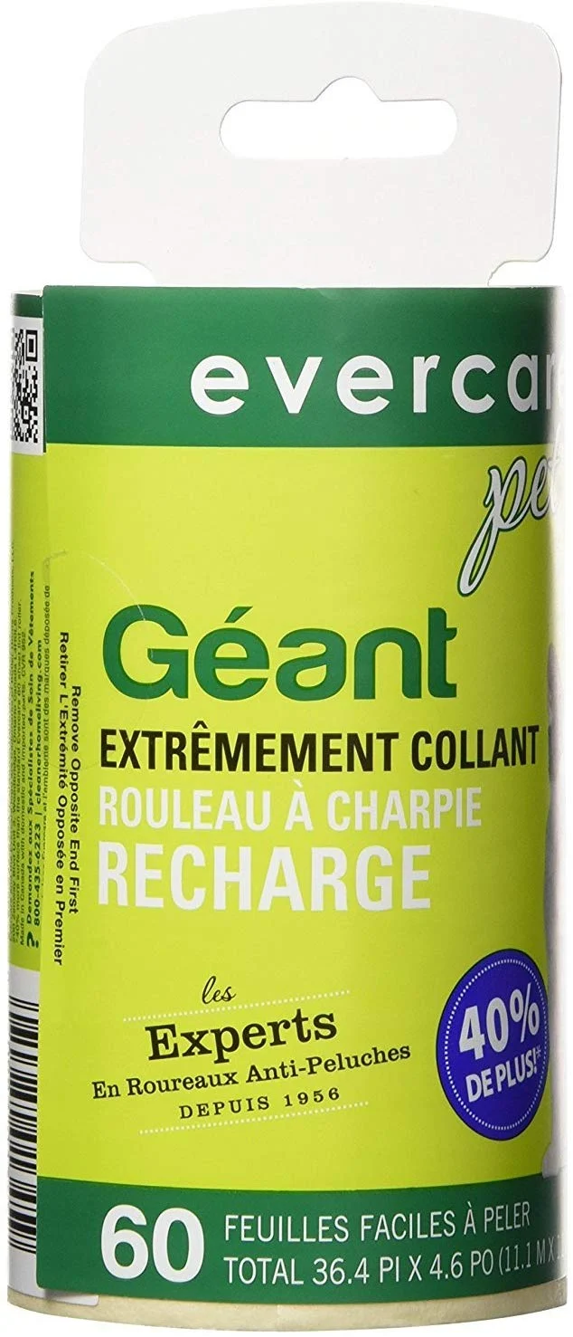 Repuesto para rodillo de pelo de mascotas Evercare Giant, paquete de 6