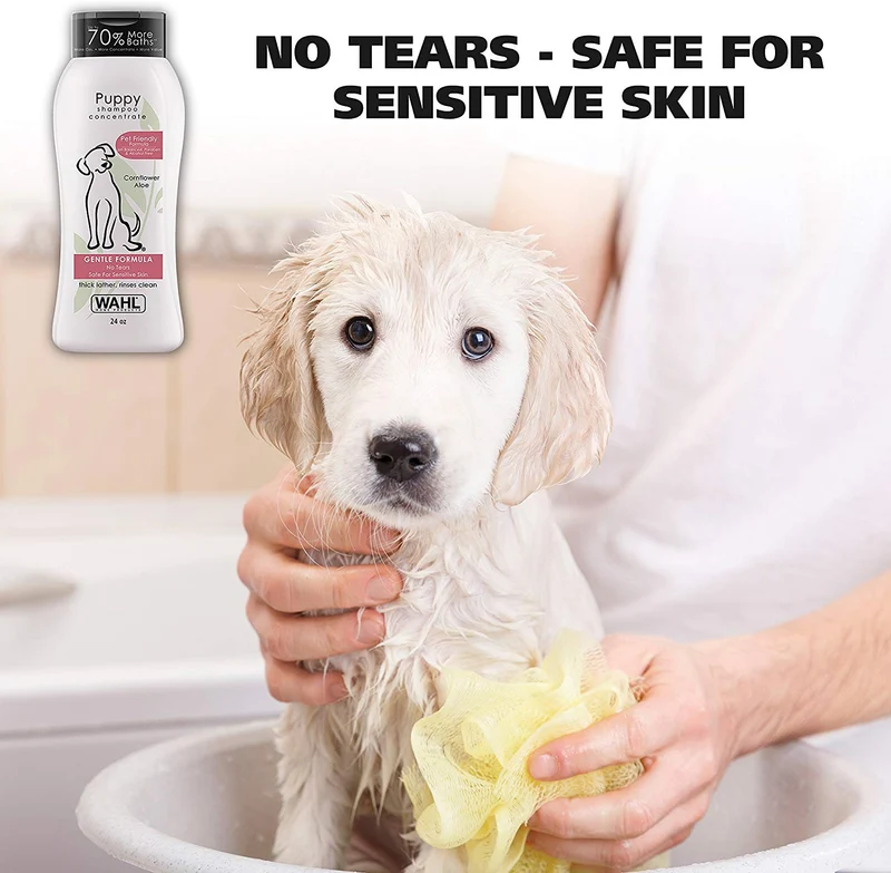 Champú suave para cachorros Wahl para mascotas de Cornflower Aloe con ingredientes para aseo de perros sucios 24 onzas
