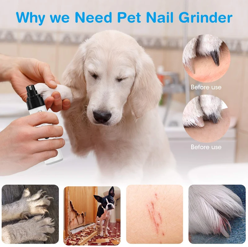 Belita Amy Dog Nail Grinder-Electric Dog Nail Trimmer Clipper, 2-Speed Low Noise Rechargeable Pet Nail Trimmer, Painless Paws Grooming and Smoothing for Small Medium Large Dogs and Cats