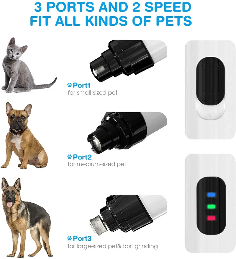 Belita Amy Dog Nail Grinder-Electric Dog Nail Trimmer Clipper, 2-Speed Low Noise Rechargeable Pet Nail Trimmer, Painless Paws Grooming and Smoothing for Small Medium Large Dogs and Cats