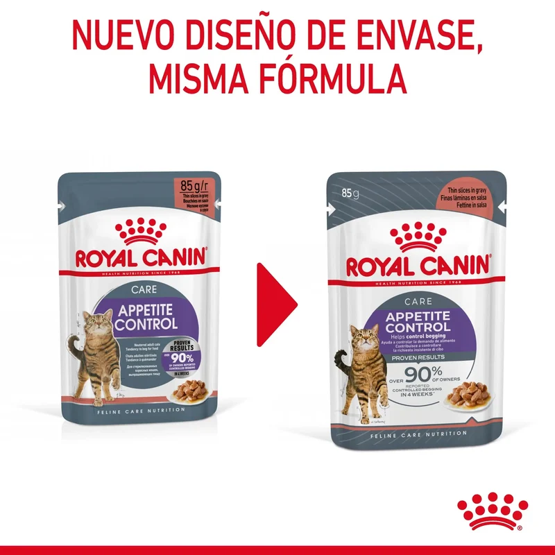 Royal Canin Appetite Control Finas Láminas en Salsa 85 g Comida Húmeda para Gatos