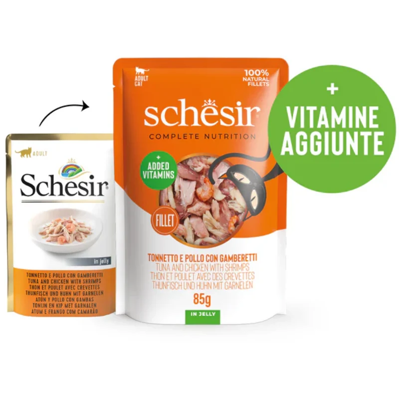 Schesir Sobres Gato 85 g Atún, Pollo y Gambas