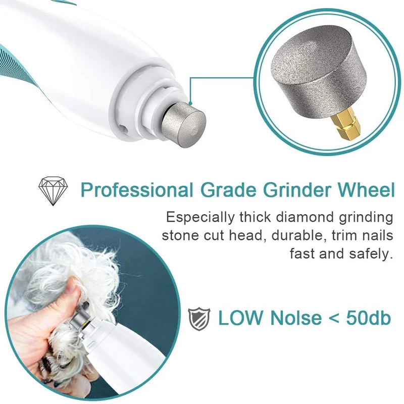 Dog Nail Grinder Electric Pet Nail Trimmer Clippers for Small Medium Large Breed Dog&Cat -Upgraded Professional 3-Speed Electric Recharging Animals Nail Grinder Gentle Painless Paws Grooming Smoothing
