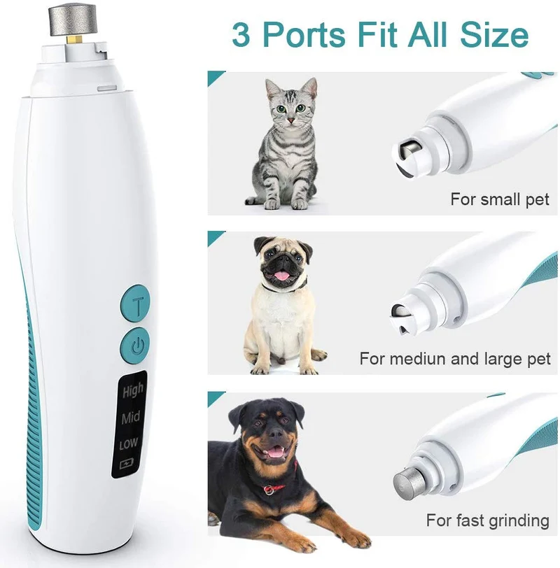 Dog Nail Grinder Electric Pet Nail Trimmer Clippers for Small Medium Large Breed Dog&Cat -Upgraded Professional 3-Speed Electric Recharging Animals Nail Grinder Gentle Painless Paws Grooming Smoothing