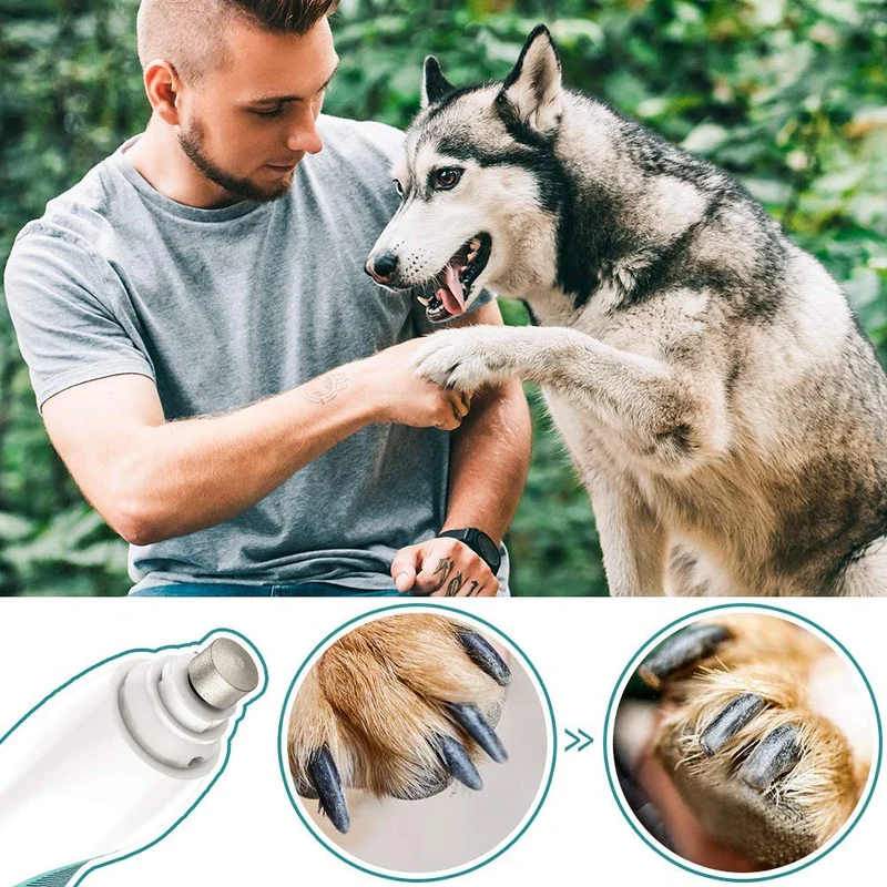 Dog Nail Grinder Electric Pet Nail Trimmer Clippers for Small Medium Large Breed Dog&Cat -Upgraded Professional 3-Speed Electric Recharging Animals Nail Grinder Gentle Painless Paws Grooming Smoothing