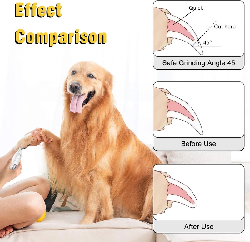 Molinillo de uñas para perro, 2 velocidades, eléctrico, cortaúñas para perros, cortaúñas para perros, mascotas, mascotas, sin dolor, 2 ruedas de molienda