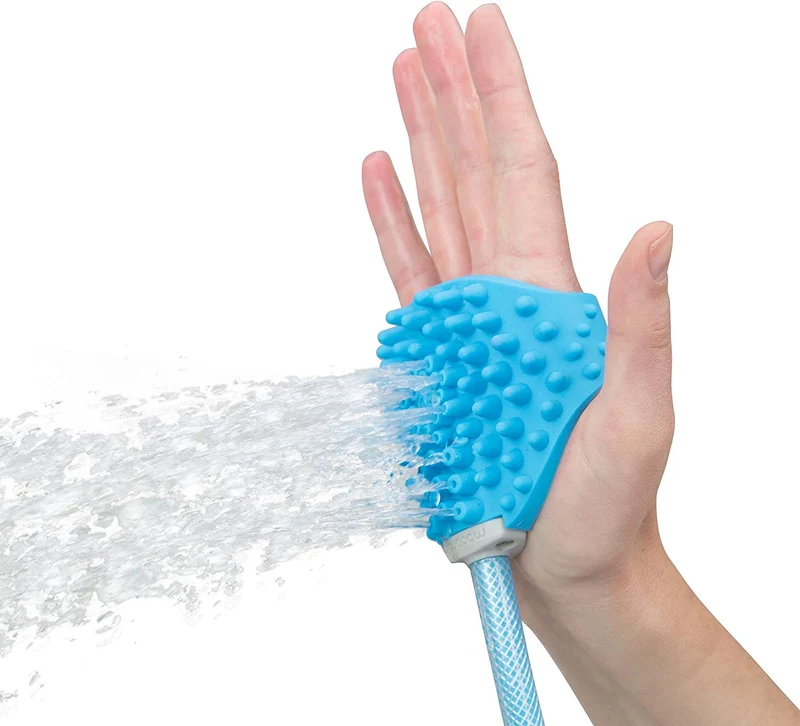 Herramienta de baño para mascotas Aquapaw | Pulverizador de ducha y fregador en uno, apto para bañera de ducha y manguera de jardín al aire libre, aseo de caballos.