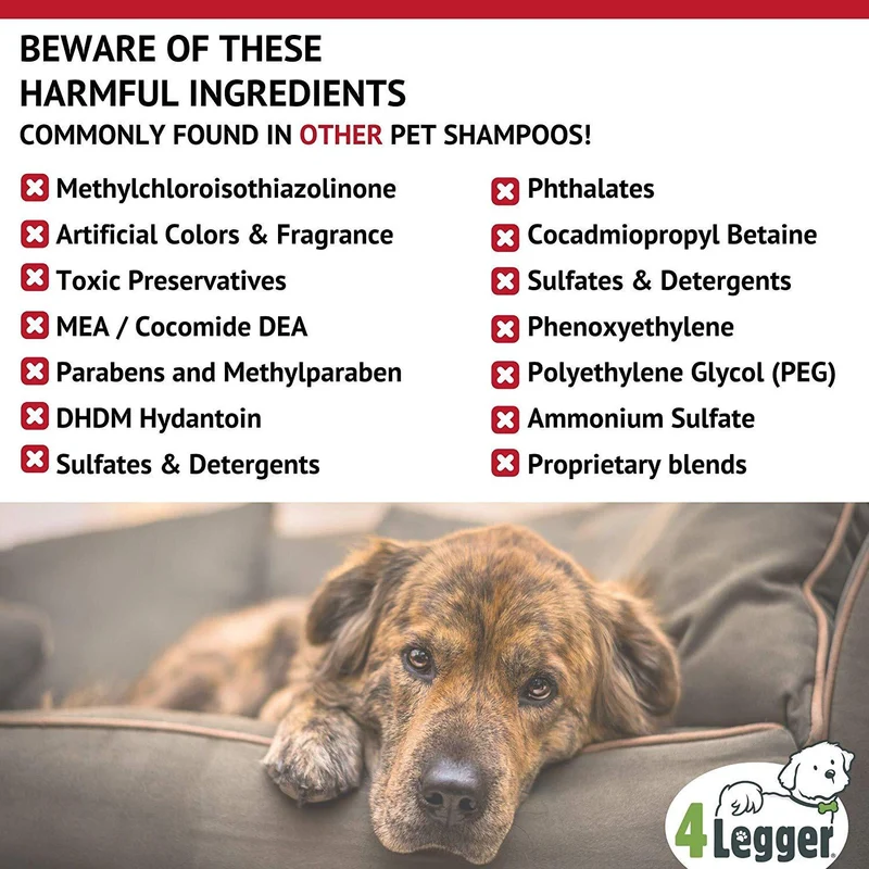 4Legger USDA - Champú orgánico certificado para perros, natural e hipoalergénico con aloe y limoncillo, calmante para piel normal, seca, irritante o alérgica, biodegradable, fabricado en Estados Unidos, 16 onzas