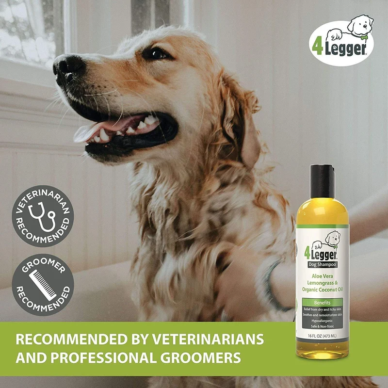 4Legger USDA - Champú orgánico certificado para perros, natural e hipoalergénico con aloe y limoncillo, calmante para piel normal, seca, irritante o alérgica, biodegradable, fabricado en Estados Unidos, 16 onzas
