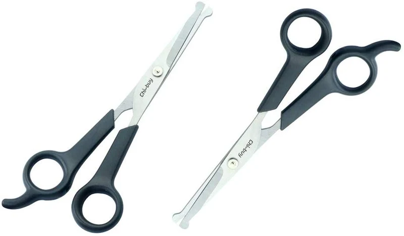 Chibuy Tijeras profesionales de aseo para mascotas con punta redonda de acero inoxidable cortador de ojos para perros y gatos, herramienta de aseo profesional, tamaño 6.70 pulgadas x 2.6 pulgadas x 0.43 pulgadas