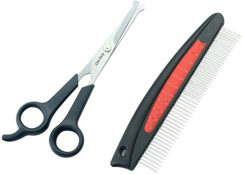Chibuy Tijeras profesionales de aseo para mascotas con punta redonda de acero inoxidable cortador de ojos para perros y gatos, herramienta de aseo profesional, tamaño 6.70 pulgadas x 2.6 pulgadas x 0.43 pulgadas