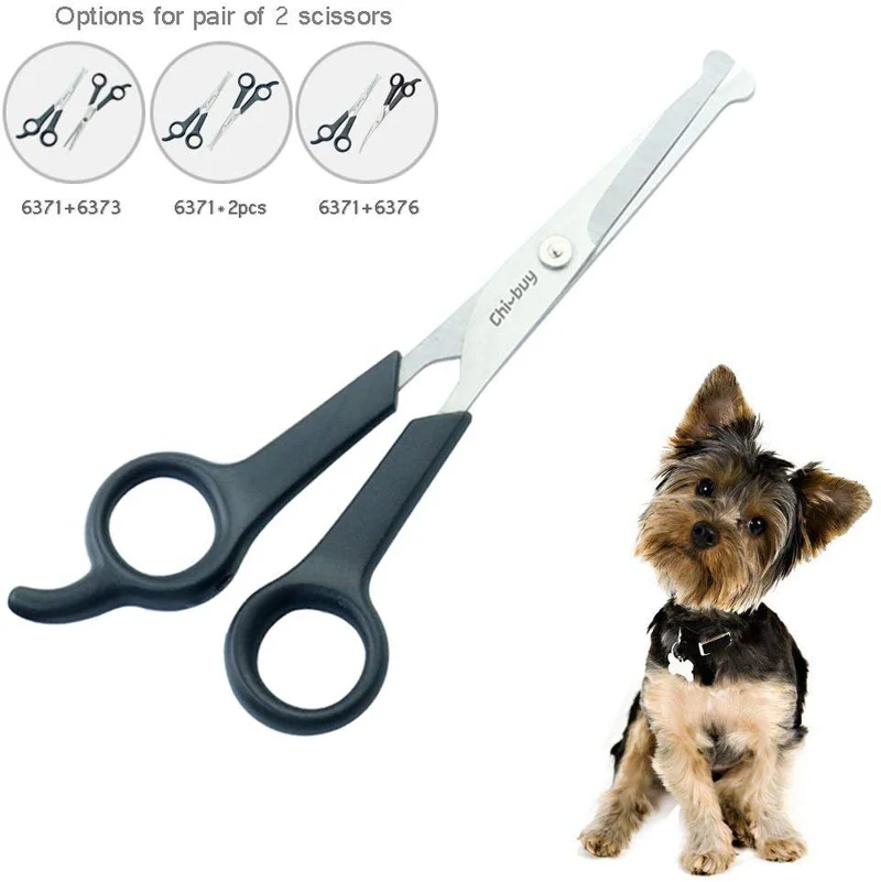 Chibuy Tijeras profesionales de aseo para mascotas con punta redonda de acero inoxidable cortador de ojos para perros y gatos, herramienta de aseo profesional, tamaño 6.70 pulgadas x 2.6 pulgadas x 0.43 pulgadas