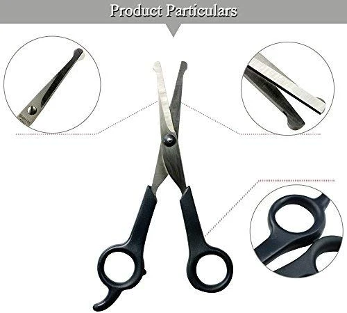 Chibuy Tijeras profesionales de aseo para mascotas con punta redonda de acero inoxidable cortador de ojos para perros y gatos, herramienta de aseo profesional, tamaño 6.70 pulgadas x 2.6 pulgadas x 0.43 pulgadas
