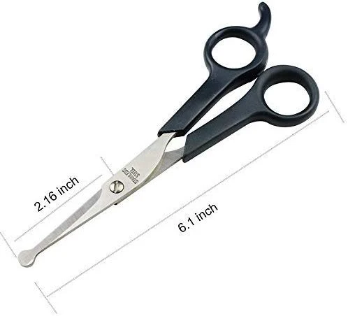 Chibuy Tijeras profesionales de aseo para mascotas con punta redonda de acero inoxidable cortador de ojos para perros y gatos, herramienta de aseo profesional, tamaño 6.70 pulgadas x 2.6 pulgadas x 0.43 pulgadas