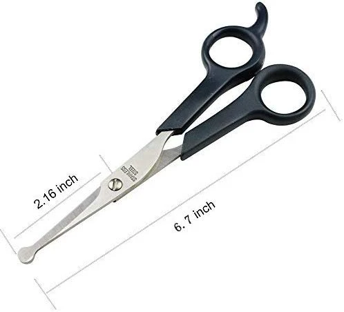 Chibuy Tijeras profesionales de aseo para mascotas con punta redonda de acero inoxidable cortador de ojos para perros y gatos, herramienta de aseo profesional, tamaño 6.70 pulgadas x 2.6 pulgadas x 0.43 pulgadas