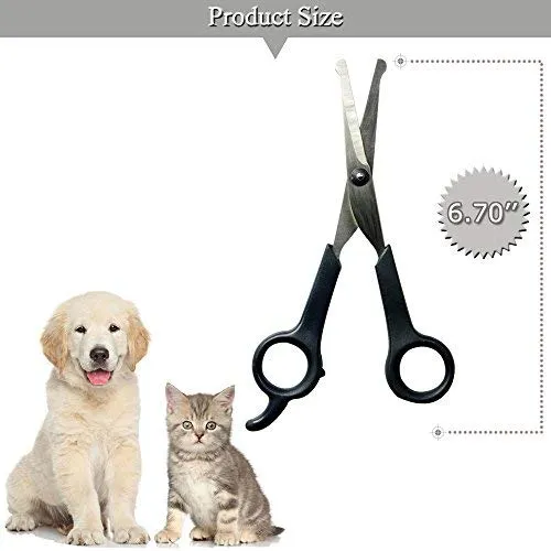 Chibuy Tijeras profesionales de aseo para mascotas con punta redonda de acero inoxidable cortador de ojos para perros y gatos, herramienta de aseo profesional, tamaño 6.70 pulgadas x 2.6 pulgadas x 0.43 pulgadas