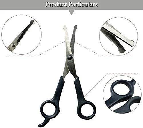Chibuy Tijeras profesionales de aseo para mascotas con punta redonda de acero inoxidable cortador de ojos para perros y gatos, herramienta de aseo profesional, tamaño 6.70 pulgadas x 2.6 pulgadas x 0.43 pulgadas
