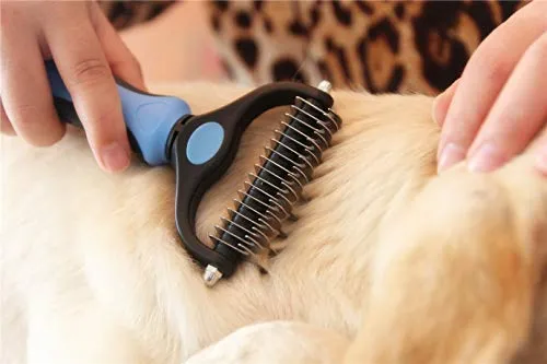 Maxpower Planet cepillo de aseo para mascotas – Doble cara para descamación y descamación de pelaje de rastrillo para perros y gatos, extra ancho