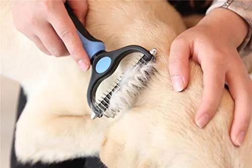Maxpower Planet cepillo de aseo para mascotas – Doble cara para descamación y descamación de pelaje de rastrillo para perros y gatos, extra ancho