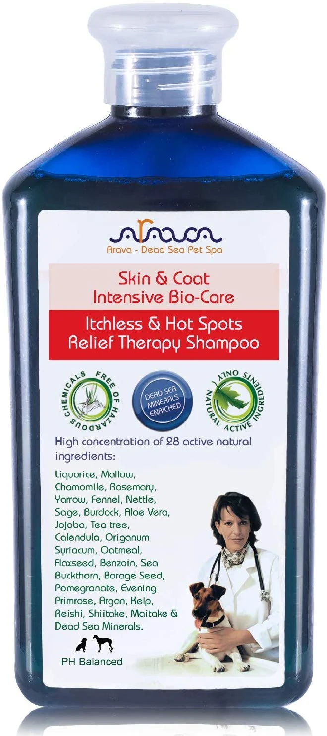 Arava Champú Natural Medicado Perro - Antibacteriano Antihongos Anti YEast Anti ITCH Perro Champú - Piel Saludable y Abrigo - primeros auxilios en puntos calientes Rascadores de Gusano Abrasiones e Infecciones Dermatológicas