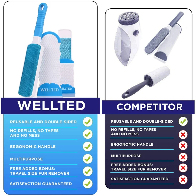 Cepillo removedor de pelo para mascotas, cepillo para pelusas, removedor de pelusas, removedor de pelo y pelusas, removedor de pelo para perros y gatos, cepillo de doble cara con base autolimpiable para muebles de asiento de coche