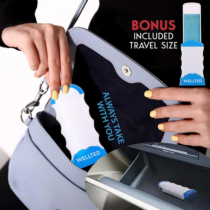 Cepillo removedor de pelo para mascotas, cepillo para pelusas, removedor de pelusas, removedor de pelo y pelusas, removedor de pelo para perros y gatos, cepillo de doble cara con base autolimpiable para muebles de asiento de coche
