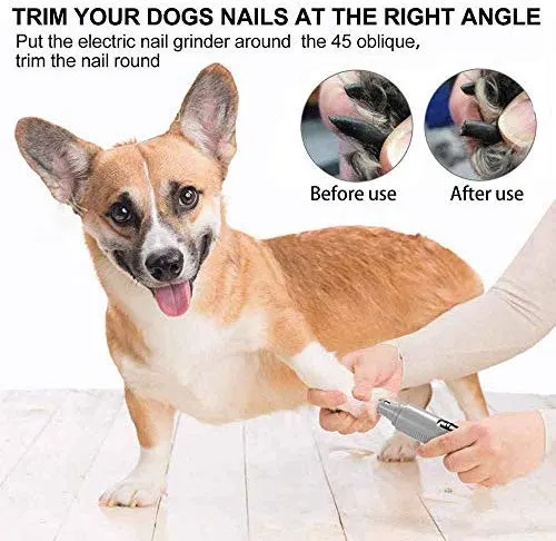 I-pure Artículos Amoladora de uñas para perros, cortadora eléctrica de uñas, 2 velocidades para mascotas, kit de aseo para perros, recargable, sin dolor, para perros pequeños y medianos, grandes