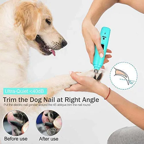 I-pure Artículos Amoladora de uñas para perros, cortadora eléctrica de uñas, 2 velocidades para mascotas, kit de aseo para perros, recargable, sin dolor, para perros pequeños y medianos, grandes