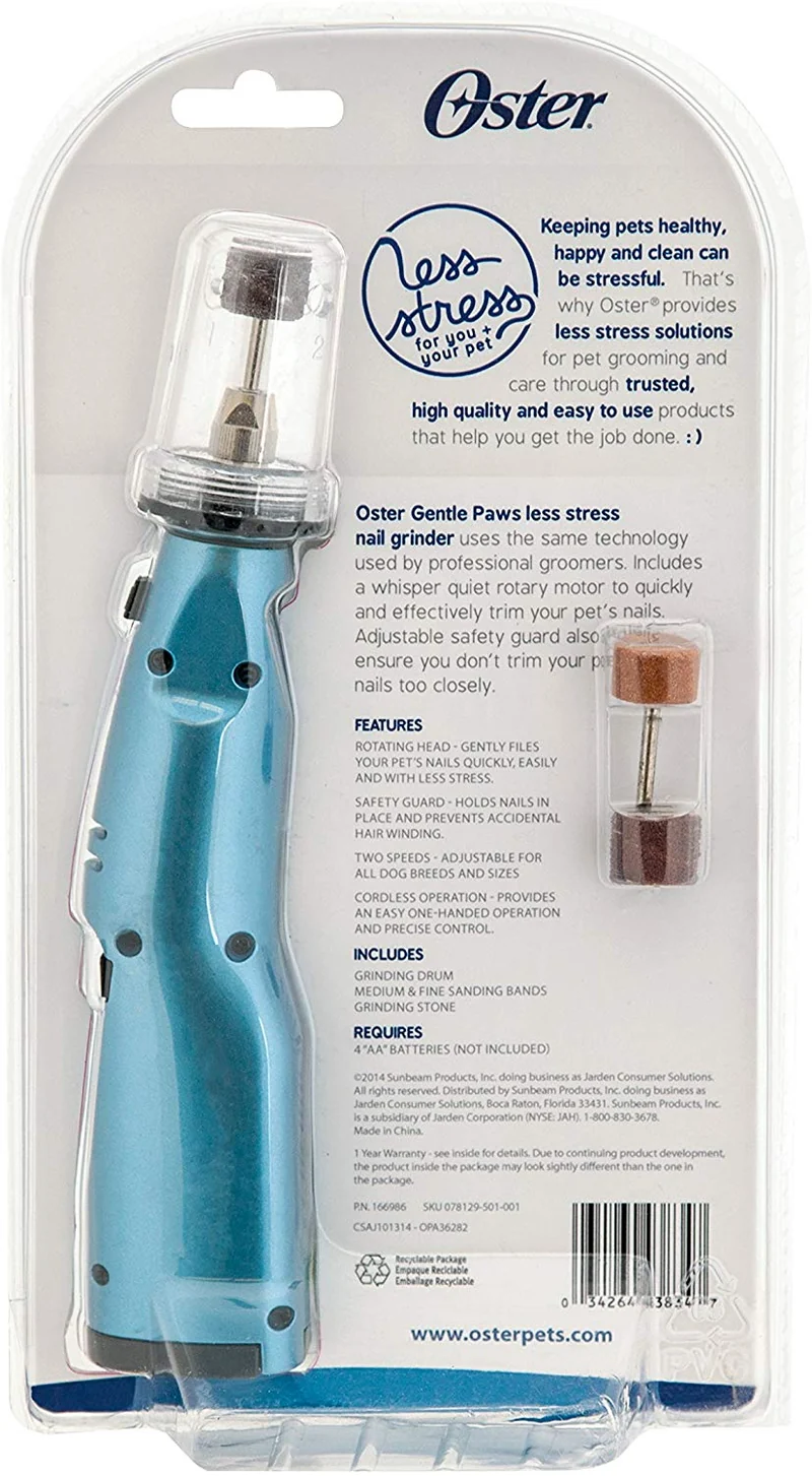 Oster Gentle Paws - Molinillo de uñas para perros y gatos, 2 velocidades (078129-600-000)