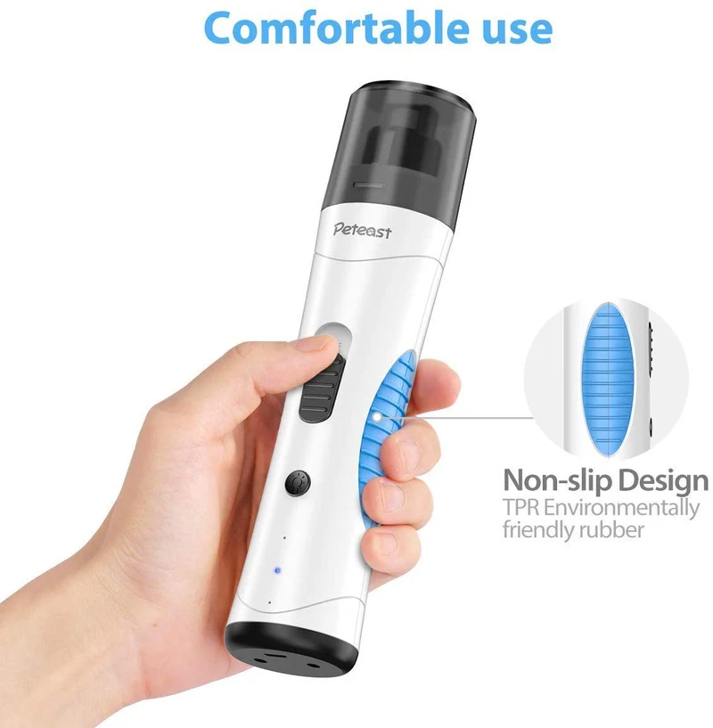 Peteast - Molinillo de uñas para mascotas con LED mejorado, carga USB, potente recortador de uñas eléctrico con 2 velocidades, patas sin dolor, recorte de aseo para perros pequeños/medianos/grandes