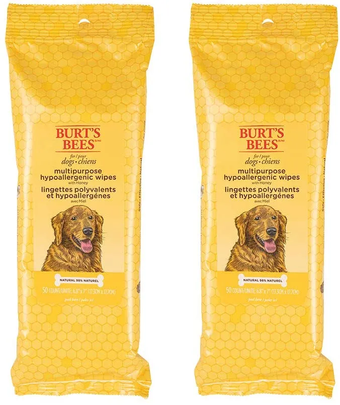 Burt's Bees for Dogs Toallitas multiusos para aseo de perros | Toallitas para cachorros y perros para limpieza, 50 unidades