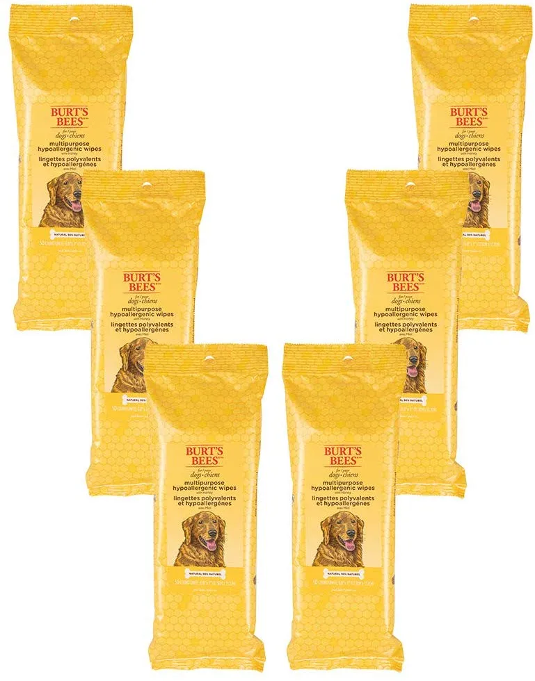 Burt's Bees for Dogs Toallitas multiusos para aseo de perros | Toallitas para cachorros y perros para limpieza, 50 unidades