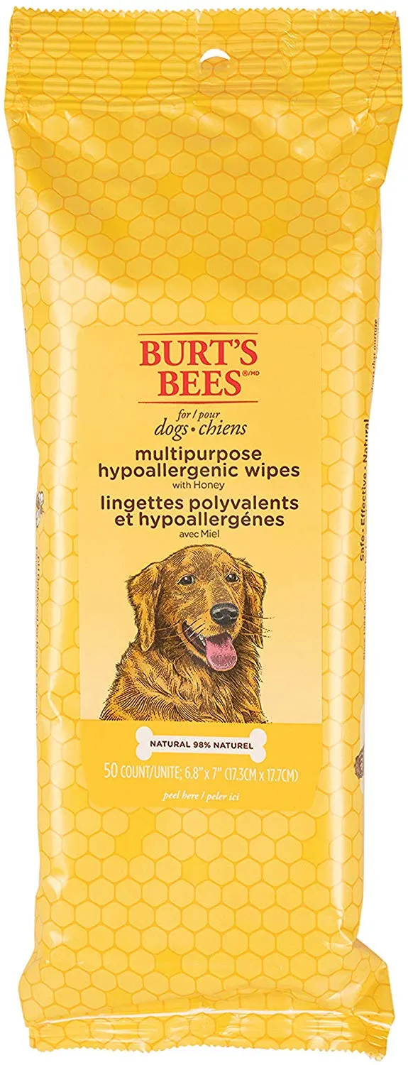 Burt's Bees for Dogs Toallitas multiusos para aseo de perros | Toallitas para cachorros y perros para limpieza, 50 unidades