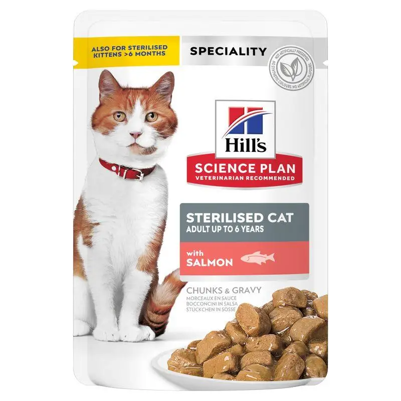Hill'S Science Plan Sterilised Salmón 85 g Sobre Alimento para Gatos