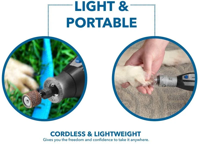 Dremel Pawcontrol 7760-PGK Molinillo de uñas inalámbrico para mascotas, cortaúñas para perros, gatos, pequeños animales