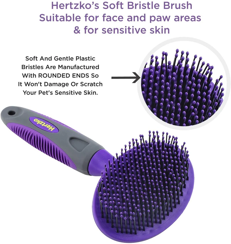 Hertzko Cepillo suave para mascotas para perros y gatos con pelo largo o corto – ideal para desenredar y quitar el pelo suelto o de cobertizo – ideal para cepillado diario y para piel sensible