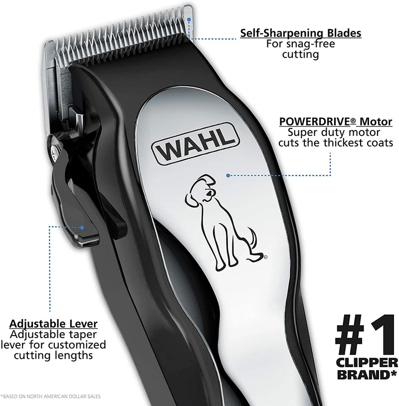 Wahl - juego de peluquería canina Pet-Pro para pequeños/grandes perros, pelaje grueso, pelaje denso, gatos, caballos. Bajo nivel de ruido/silencioso, fabricado por la marca utilizada por profesionales #9281-210