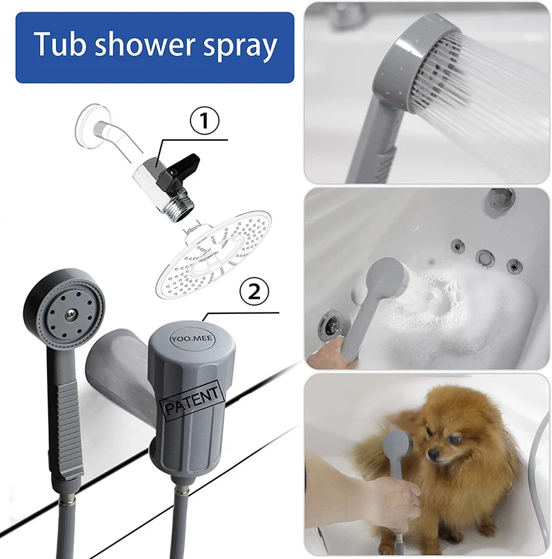 YOO.MEE rociador de regadera solo para uso en caño de tina con desviadores, ideal para bañar niños, lavar mascotas y limpiar tina
