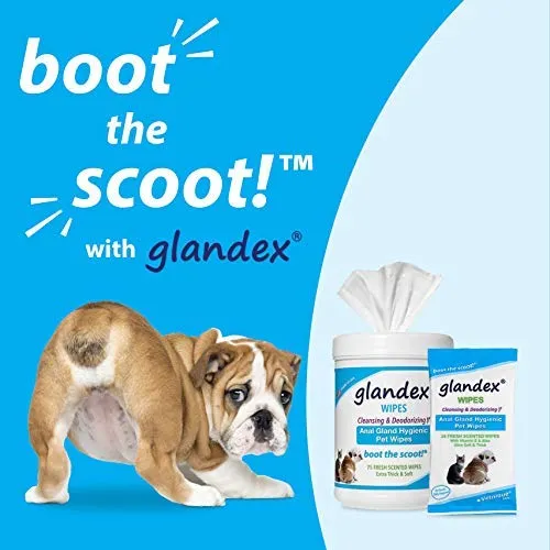 Glandex - Toallitas higiénicas para mascotas, limpieza y desodorizante, para perros y gatos con vitamina E, acondicionadores de piel y aloe