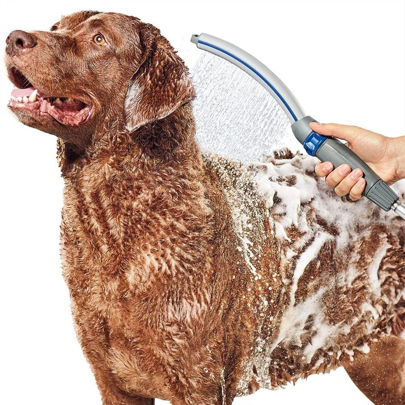 Accesorio para ducha para mascota Waterpik PPR-252 para uso en interiores o exteriores, 13 pulgadas, Azul/Gris.