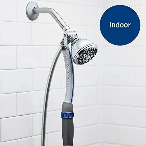 Accesorio para ducha para mascota Waterpik PPR-252 para uso en interiores o exteriores, 13 pulgadas, Azul/Gris.