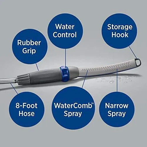 Accesorio para ducha para mascota Waterpik PPR-252 para uso en interiores o exteriores, 13 pulgadas, Azul/Gris.