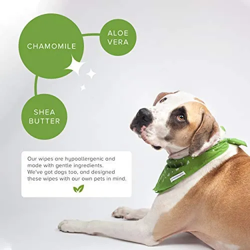 Toallitas para perros con clasificación a la Tierra con certificación USDA 99 % biológica, hipoalergénicas para mascotas para perros y gatos, toallitas de aseo para patas, cuerpo y trasero