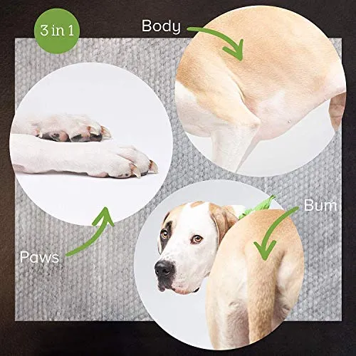 Toallitas para perros con clasificación a la Tierra con certificación USDA 99 % biológica, hipoalergénicas para mascotas para perros y gatos, toallitas de aseo para patas, cuerpo y trasero