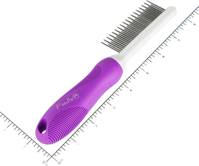 Peine desenredante para mascotas con dientes largos y cortos de acero inoxidable para eliminar la piel mate, nudos y enredos - Accesorios de herramienta desenredante para seguridad y suavidad DIY perro y gato Grooming Comb
